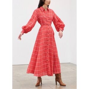 NWOT Mara Hoffman Linen-Blend Midi Long-Sleeve Liliana Shirt Dress